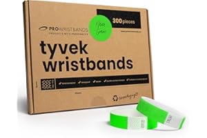 PROWRISTBANDS Eintrittsbänder aus Tyvek - Party Einlassbänder, Securebänder, Festival Armbänder, Kontrollbänder für dein Event (Neon Grün, 300)
