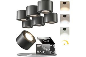 ‎MATO MATO 6x Aufbauspot schwarz - extra flach & schwenkbar - Ø80x50mm - Aufputz Spots Decke inkl. 5W LED Modul 230V 3000K/4000K/6500K - Deckenspots, Aufbaustrahler, Aufputz Deckenstrahler