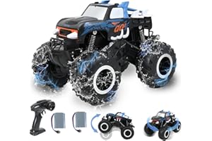 Ulikey Coche Teledirigido, Coche RC Todo Terreno con 3 Pilas, 2.4GHz Monster Truck Coches, 4WD RC, Coche Radiocontrol con Rotación 360, Carro Telecomandado, Juguete Regalo para Niños Adulto (Azul)