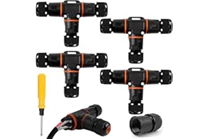 HIMOMO Conector Impermeable IP68, T Forma Caja de Conexión Estanca de 3 Vías para Cables Ø3-12mm, Ideal para Jardines y Zonas Exteriores (4 Piezas)