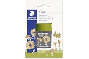 STAEDTLER Pencil Sharpener Double-Hole Tub for Graphite & Colouring Pencils - Noris - Flower Design - Pack of 1, 512 004BK