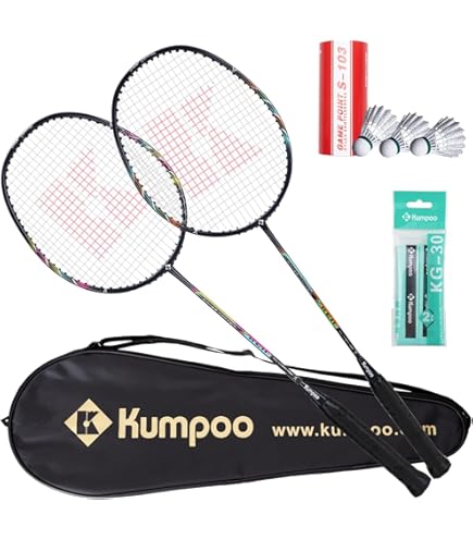 Kumpoo K520 Pro Badminton Racket, Power Control 4U Carbon Fiber With Pre-strung Strings  Free Carrying Bag And Grip) I.1092571293