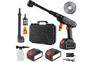 DINTO Cordless Pressure Washer - Pressure Washers - for Home, Car, Garden, Patio - 6 in 1 Adjustable Nozzle - 2 Batteries - No Hose Needed - Portable Jet Wash - Upgraded 2025 Version (Black)