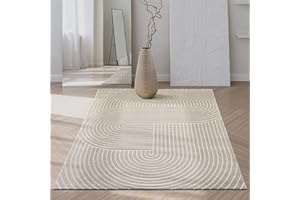 ‎THE CARPET the carpet Santo Plus - Teppich für Wohnzimmer & Schlafzimmer, Hochwertig, Pflegeleicht & Langlebig, Modernes Design, auch für Outdoor geeignet, Beige, 80 x 150 cm