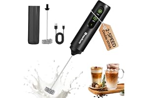 MERTTURM Uppladdningsbar Mjölkskummare Handhållen,Mini Elektrisk Visp | 2 hastigheter; Dubbelfjädervisp (Avtagbar design); USB-C; Kompakt, portabel och förvaring för utomhusbruk och hem.