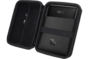 Khanka Twarde etui kompatybilne z Baseus PD 100 W, USB C, na laptopa, powerbank, zewnętrzne baterie, tylko etui, czarny, Classic