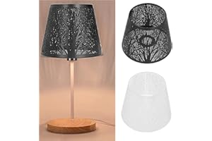 DEROR Pantalla de hierro forjado, mini pantalla de lámpara E27 en forma de árbol forestal tallado para lámpara de mesa, dormitorio, decoración de la cabecera(negro)