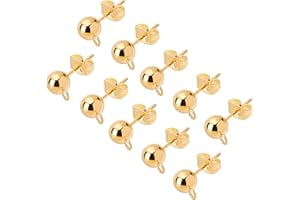 UNICRAFTALE about 30pcs Golden Ball Post Stud Earrings with Ear Nuts Stainless Steel Stud Earring Findings Ear Stud with Loop Earring Findings Earring Component for DIY Jewellery Making