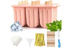 BINGGUNYO Eisformen Eis am Stiel,12 Hohlraum Eisformen Silikon mit Stöcken, Eis Am Stiel Formen Mit Silikontrichter Und Reinigungsbürste, Popsicle Formen Set für Baby, Kinder, Erwachsene (Blau)