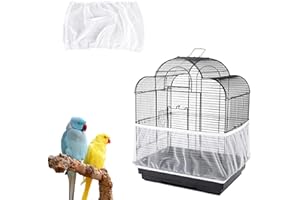 Leikedun Copertura per Gabbia Uccelli, Rete Gabbia per Uccelli, Gonna Gabbia per Uccelli Estensibili Copertura per Gabbia in Rete per Uccelli Pappagalli Regolabile 140-220cm, Bianco