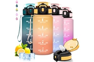 GRSTA Borraccia- 0,5 litri- Borraccia Bambini, Borracce con Cannuccia, Senza Perdite, Water Bottle Motivazionale, Facile da Pulire, Bottiglia con Orari per Bere, Con Chiusura di Sicurezza, per Sport, Corsa