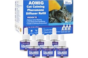 Aomig Calmante per Gattiper Antistress, 6 x Ricariche da 48 ml, Diffusore Calmante Gatti, Diffusore Feromoni per Gatti, Feromoni per Gatti