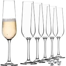 6 Calici Da Champagne In Vetro Trasparente 170 Ml – Classici E Eleganti Per Feste, Matrimoni E Brindisi