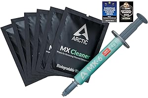 ‎ARCTIC ARCTIC MX-6 (4 g, inkl. 6 MX Cleaner) - Ultimate Performance Wärmeleitpaste für CPU, Konsolen, Grafikkarten, Laptops, sehr hohe Wärmeleitfähigkeit, Lange Haltbarkeit, Nicht leitend, Nicht kapazitiv