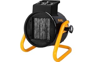 SIAL Chauffage Soufflant 3000 W - Radiateur électrique - Céramique - Chauffage Industriel - Chaleur Rapide 3 Secondes - Thermostat & Protection Surchauffe (Noir)