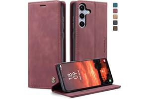 KZB Handyhülle für Samsung Galaxy S25 FE 5G Hülle Premium Leder Klappbar Tasche Flip Case Magnet Kartenfach Standfunktion Klapphülle Schutzhülle für Samsung Galaxy S25 FE 6,7'' - Weinrot