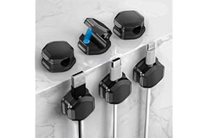 LA BARFUMERIE Magnetic Cable Clips (6 Pack) - Self Adhesive Cable Organisers for Desk, Home, Office & Car - Cable Tidy for Charging Cables, USB Cords, Mouse & Keyboard Wires(6, Black)