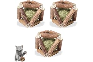 Wonjean 3 Piezas Hierba Gatera Juguetes,Bola de Hierba Gatera Juguetes Gatos Catnip para Masticar Pelota Interactiva para Gatos Snack Juguetes de Almohadilla de Menta, Gatos