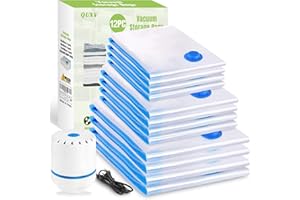 QUXV Sacchetti Sottovuoto Vestiti Buste Sottovuoto Vestiti 12 Pezzi 4XL(100x80cm) + 4L(80x60cm) + 4M(60x40cm) Sacchi Sottovuoto Riutilizzabili per Coperte Lenzuola Piumoni Cuscini