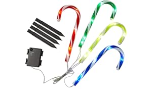 Sentik® 4 Pack Battery Powered Christmas Candy Cane Pathway Garden Stake Lights Festive Outdoor Decoration (Multi Coloured)