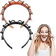 ASIRYVA 2 Pcs Clip Headbands,Multi-Layer Teeth Comb Hair Hoop Headband With Clips Attached,Non-Slip Double Bangs Hairstyle Hairpin Multi-Layer Hollow Woven Headbands for Women Girls(Black, Brown)