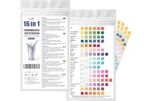 Cozii 16 in 1 Trinkwasser Teststreifen, 30 Stück Wassertester Trinkwasser, Einfache Überprüfung der Wasserqualität, Wasserteststreifen mit Härte, Blei, Eisen, Kupfer