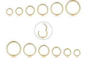 CASSIECA 6 Pares Piercing Nariz Acero Quirurgico Pendientes Aro Piercing Oreja 6/8/10/12/14/16 mm para Mujeres Hombres Plata y Oro Septum Labio Cartílago Piercing