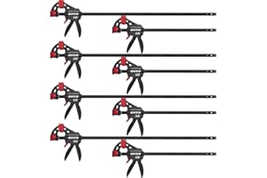 SIIIXS Lot de 8 serre-joints à une main Force de serrage 80 kg Envergure 152mm 4 classiques et 304mm 4 classiques serre-joints pour une fixation précise et le travail du bois avec certificat GS