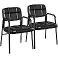 Yaheetech 2PCS Office Reception Chair Meeting Conference Chair Upholstered Armchair Ergonomic Modern Guest Vistor Chairs with Armrest, Black