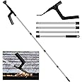 Gutter Cleaning Tool with 70.8in Splicing Pole Handle, Portable Gutter Cleaning Brush Roofing Tool Detachable Guard Cleaner Tool Roofing Guard Clean Tool for Cleaning Leaves and Debris