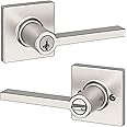 Kwikset Casey Entry Lever Door Lock, Secure Keyed Entrance with Reversible Handle, For Front Doors, With SmartKey Re-Key Security Technology and Microban Protection in Satin Nickel