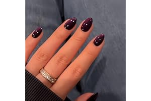SXVME Soft Gel Press on Nails Short Oval, 30 Pcs Dark Purple Cat Eye False Nails Short Almond, Sparkly Glitter Black Fake Nails Set, Reusable Shiny Bling Stick on Nail for Women Holiday Decoration