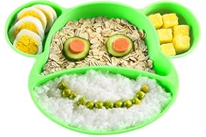 YOOFOSS Piatto per Bambini Tovaglietta Antiscivolo in Silicone con Aspirazione Piatti per Neonati per Seggioloni Approvato FDA Senza BPA Lavabile in Lavastoviglie e Microonde verde