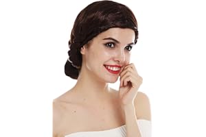 WIG ME UP- 2614-FRT34 Peluca para Mujeres Carnaval Pelo Trenzado moño Traje sierva Edad Media castaño