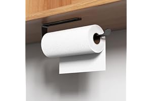 Firschoie Porte Sopalin, Porte-Serviettes en Papier Murale Salle de Cuisine, Support Auto-adhésifen Aluminium Pas de perçage, Convient pour Salle de Bain (Noir)