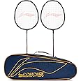 Li-Ning XP 777 Pro Strung Badminton Racket (2xrackets + 1 Kit Bag, Black/Pink/Blue)