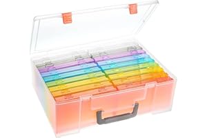 LAIFU Photo Storage Boxes- Extra Large Photo Case with 18 Inner Photo Storage Boxes 6x4, 9 Colorful Photo Keeper,Acid-Free Photo Box Storage,Plastic Craft Storage Box for Photo Stickers Stamps Cards Seeds