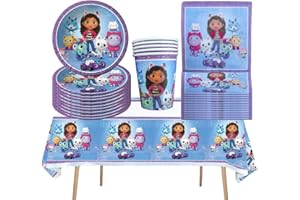 DECPTYTA Party Dekoration,Partygeschirr Gebutstag,Teller Tassen Tischdecke Gebutstag Serviette,Geeignet für 10 Personen (B)