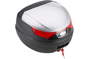 A-pro motorcycle brake lights top box for 32 litre motorcycles, scooters and quads, silver