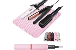 Quccefods Alfombrilla Resistente al Calor Grande Alfombrilla de Silicona para Herramientas de Peluquería Calientes para Tenacillas Planchas de Pelo Herramientas de Estilizado Portátiles