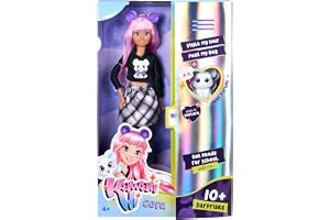 Simba 105953976 - Kawaii Docka Cora - Rörlig Modedocka med Sofistikerat Hår, Djurvän och Över 9 Tillbehör, 26 cm, Från 4 år