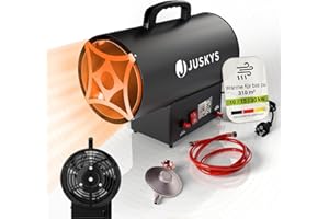 Juskys Gasheizgebläse – mobiler Gasheizer 10 kW mit Piezozündung, Heißluftgenerator, leichtes Stahl-Gehäuse, für Outdoor & Werkstatt - Schwarz
