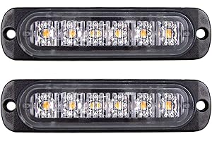 PICAA 2X stroboscopique à 6 LED pour voiture - Barre lumineuse pour véhicule de 12 V à 24 V - Balise clignotante de sécurité pour voiture, véhicule utilitaire, bateau, remorque, caravane (ambre)