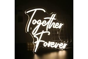 SIGNSHIP Together Forever Letreros de Neon, Luz LED de Neon para Decoración de Pared, USB Powered Letter Neon Sign for Bedroom Wedding Engagement Anniversary Party Bar Club Gift for Lovers
