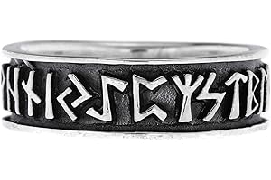 Windalf Antik Vintage Wikinger Ring RUNA 6 mm Runen Vikings Glücks- & Freundschaftsring Nordischer Power-Schmuck 925 Sterlingsilber
