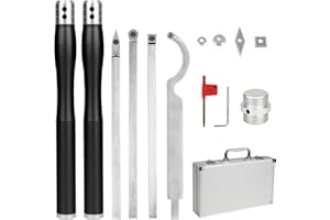 AYYDS Drechseleisen Set Drechselwerkzeug Drehmeißel für Holz, Hartmetall Drehmaschinen Holzdrehwerkzeug mit Wendeschneidplatten Vierkant/Diamantform/Rund, Drehwerkzeuge Drechselzubehör (Schwarz-B)