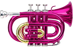Classic Cantabile Brass TT-400 Bb-Taschentrompete (Messing, Schallbecher Durchmesser: 93 mm, Bohrung: 11,8 mm, Stimmung: Bb, inkl. Leichtkoffer, Mundstück, Putztuch, Handschuhe) pink
