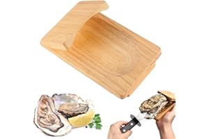 Mayoii Oyster Shucker Clamp, Wooden Handguard Oyster Shucking Clamp Holder, Ergonomic Shellfish Seafood Opener Tool for Home Restaurant Party Camping Picnics