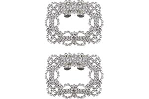 Enet - Coppia di fermagli quadrati per scarpe da sposa, con strass