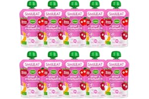 SMILEAT EAT & SMILE Smileat - Pouch de Frutas Ecológicas - Sin Sal ni Azúcar Añadido, Sin Gluten - Snack Práctico para Peques - Sabor a Yogur y Frambueza